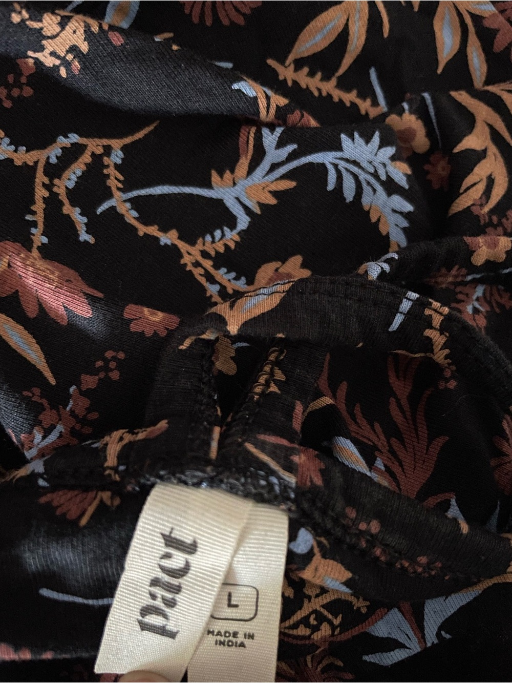 Pact Organic Cotton Whimsy Floral Fit Flare Dress Black Racerback L - Picture 11 of 12